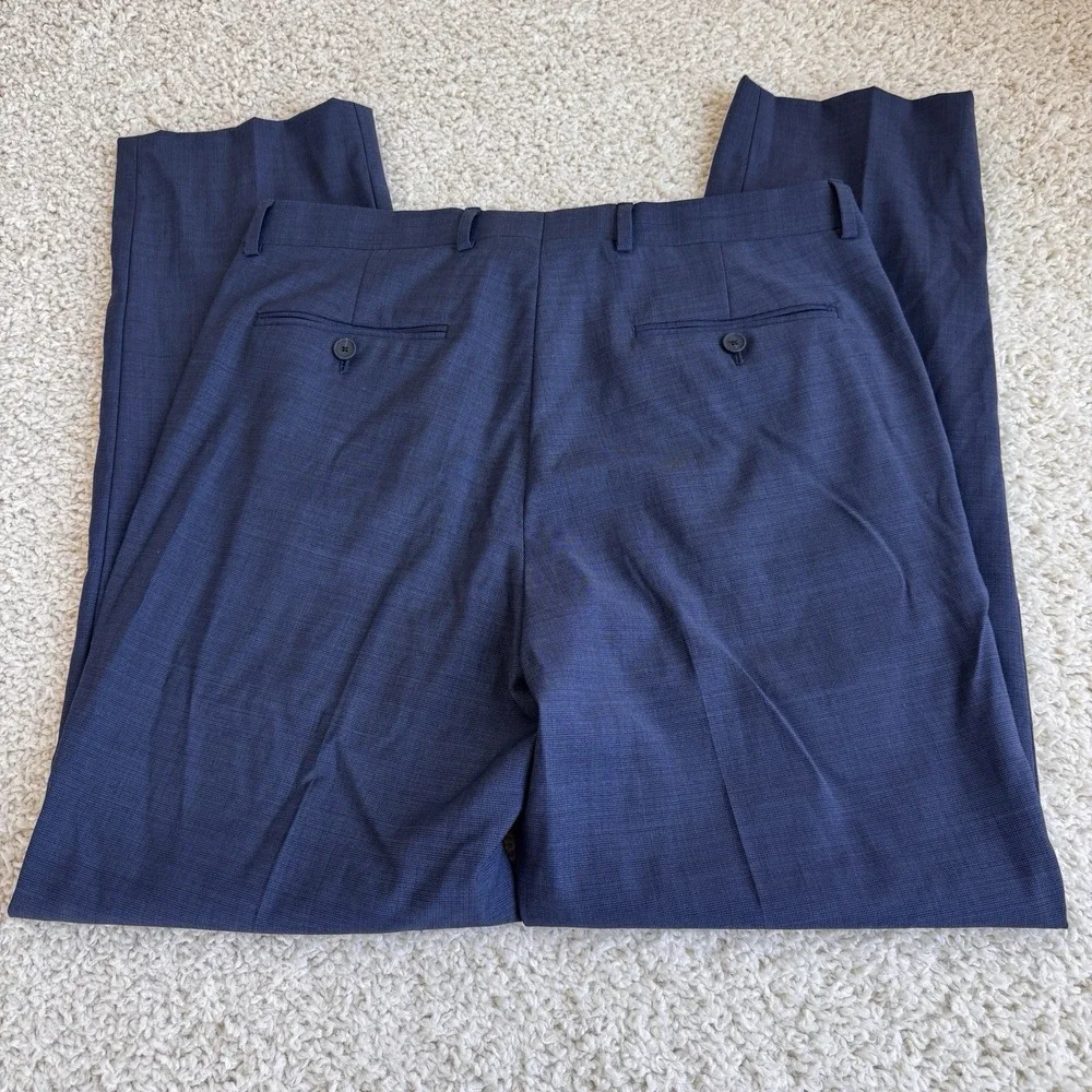 Jos A Bank Traveler TravelTech Dress Pants Mens 34R Slim Fit Blue Wool Stretch